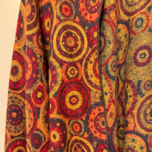 Boho Circle Print Open-Front Shawl Cardigan – Warm Earth Tones – fits up to 2x - Picture 2 of 5